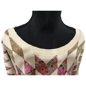 Natural Life Oversized Short-Sleeve Sweatshirt, One Size, Quilted-Style Print